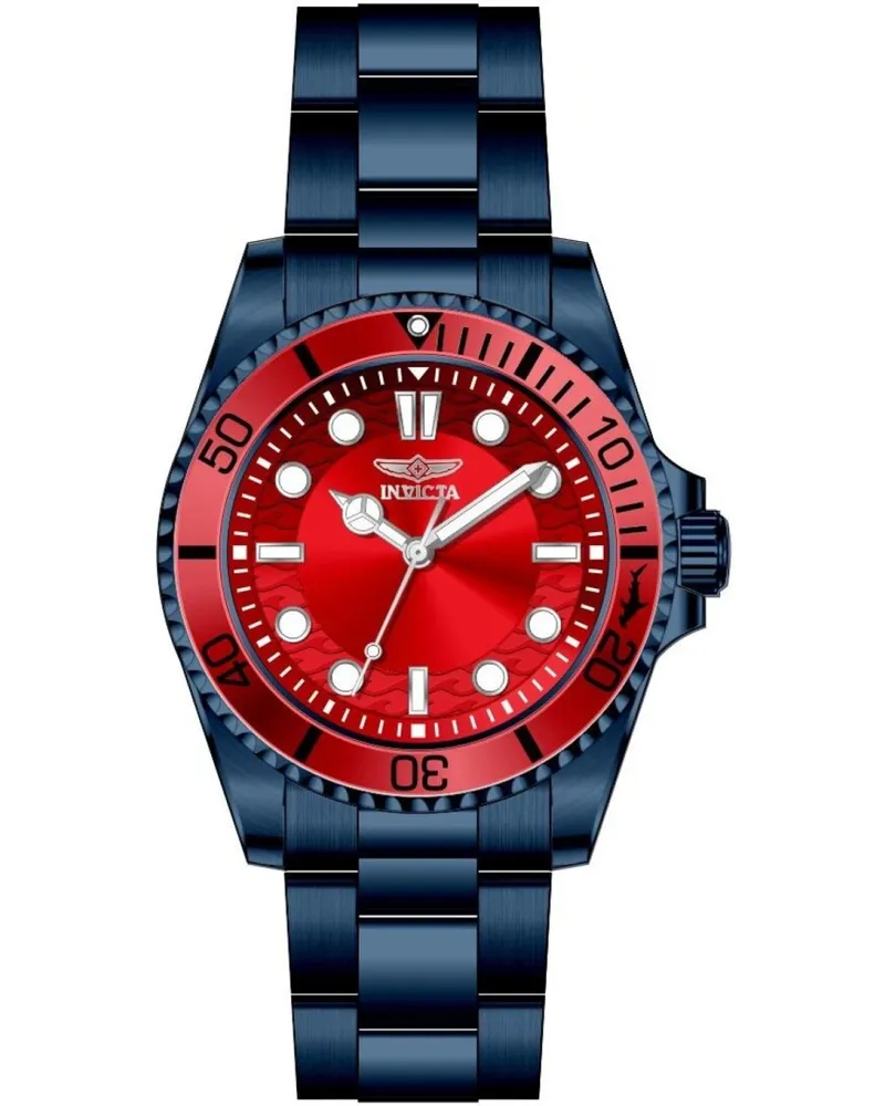 Invicta Pro Diver 50965 Herrenuhr - Quarzwerk - Edelstahl mit lila Zifferblatt - 43 mm Blau