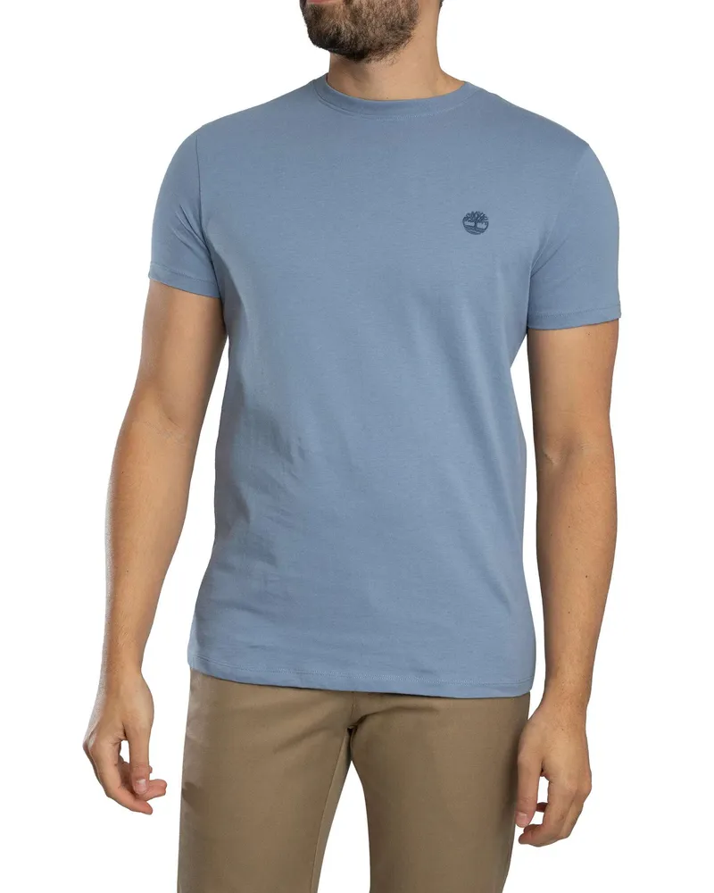 Timberland Slim Fit T-Shirt Mit Gesticktem Logo, Blau Blau