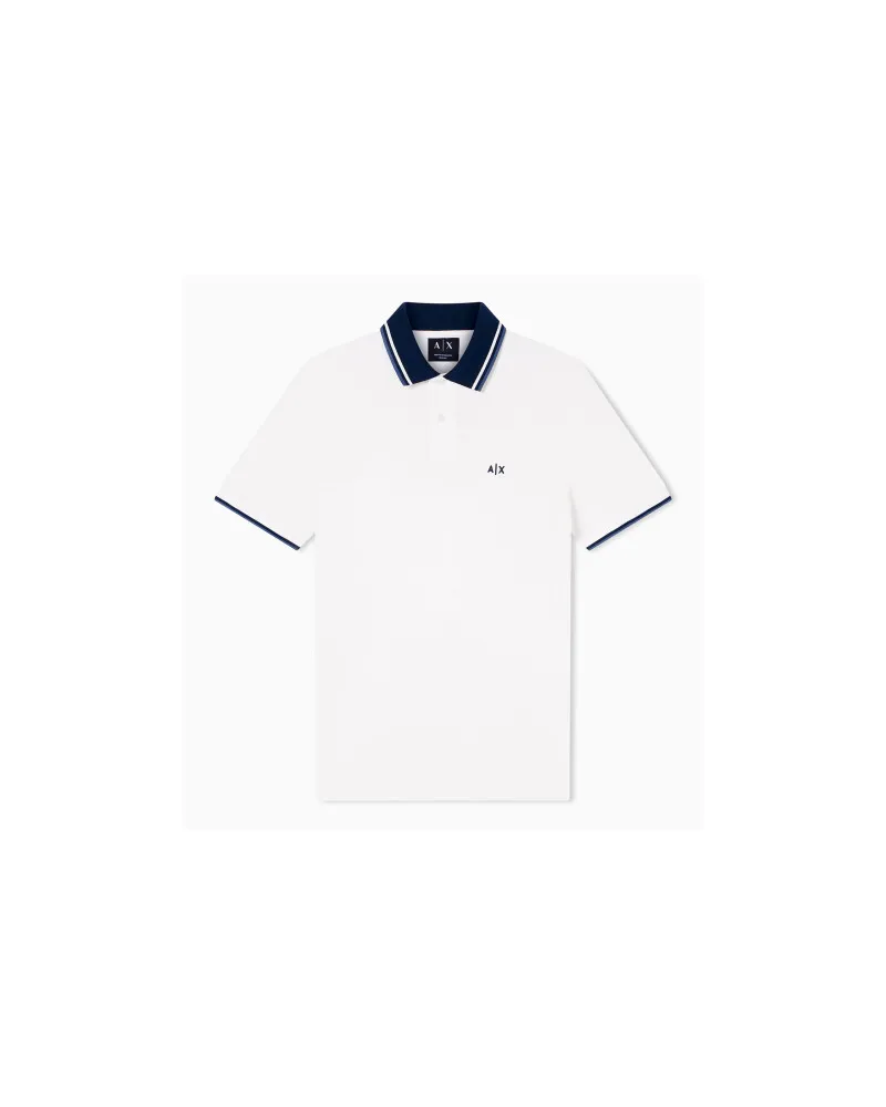 Armani Exchange Schmal Geschnittenes Poloshirt Mit Kontrastkragen, Weiß Weiß