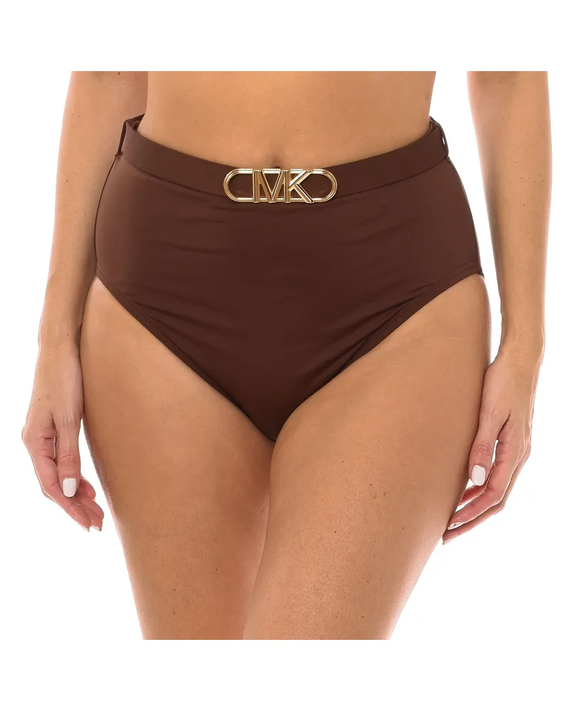 Michael Kors Damen-Bikini-Höschen mit hoher Taille MM1N025 Braun