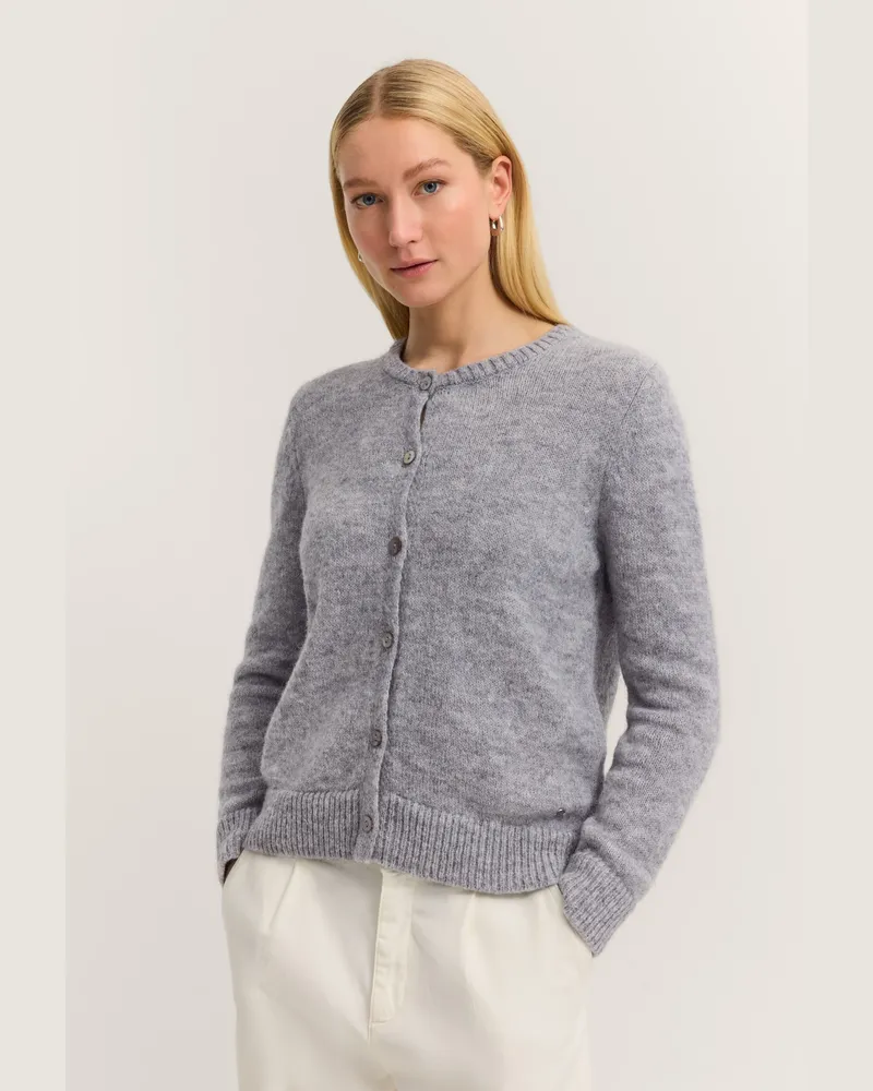 Bugatti Damen-Cardigan mit Rundhals und Knopfleiste - Grau Grau