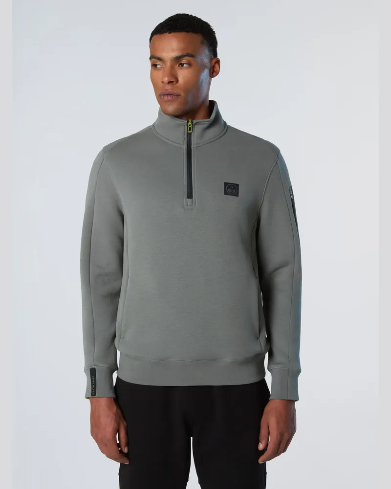 North Sails Sweatshirt Piqué Scuba Stoff mit halbem Reißverschluss Grau