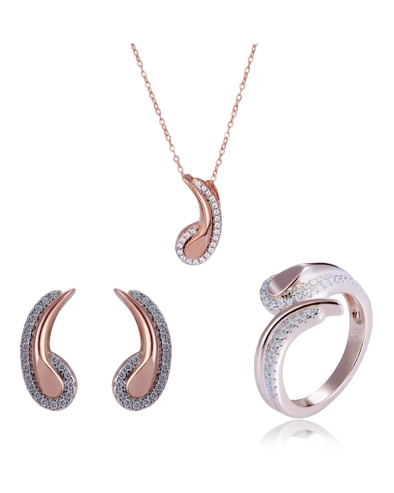 Orphelia Tilou' Damen-Set aus 925er Sterlingsilber: Halskette + Ohrringe + Ring - Rosé SET-7441 Rosé