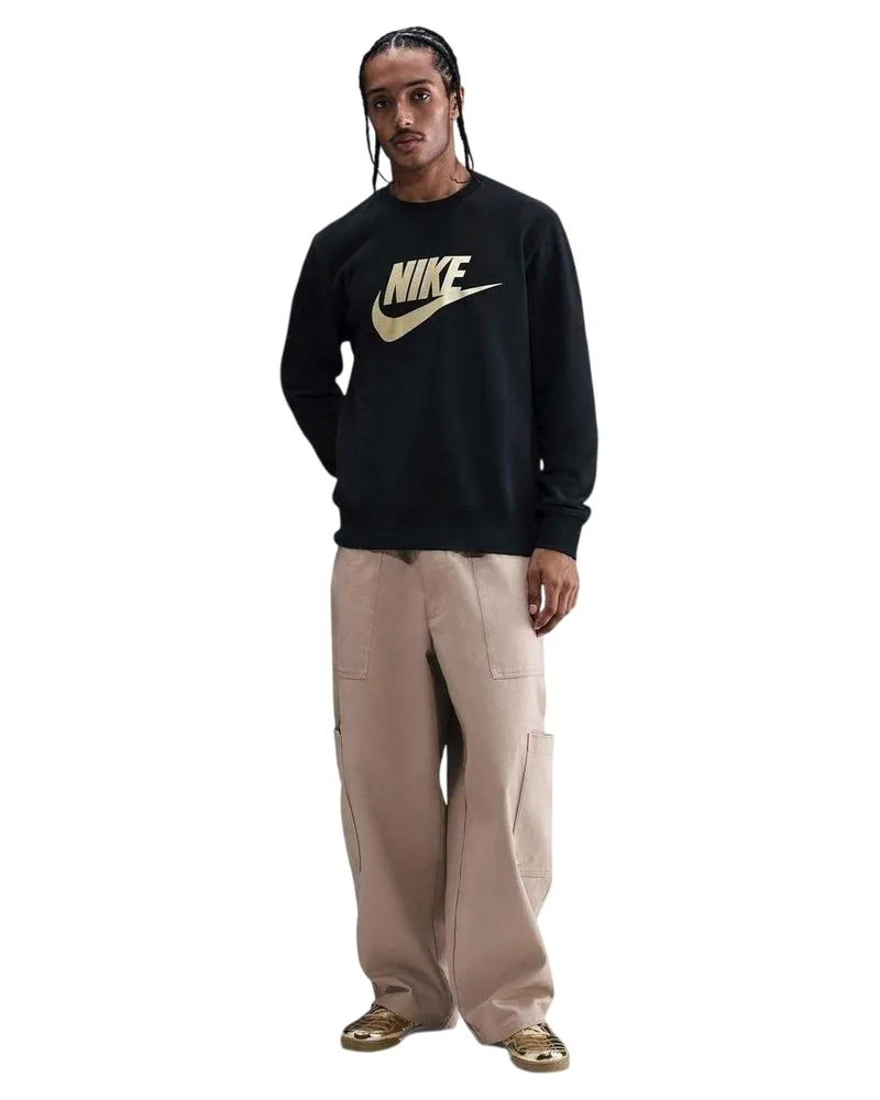 Nike Sportswear Club" Sweatshirt für Herren, Jersey, Regulär, Langärmlig (Schwarz/Gold Schwarz