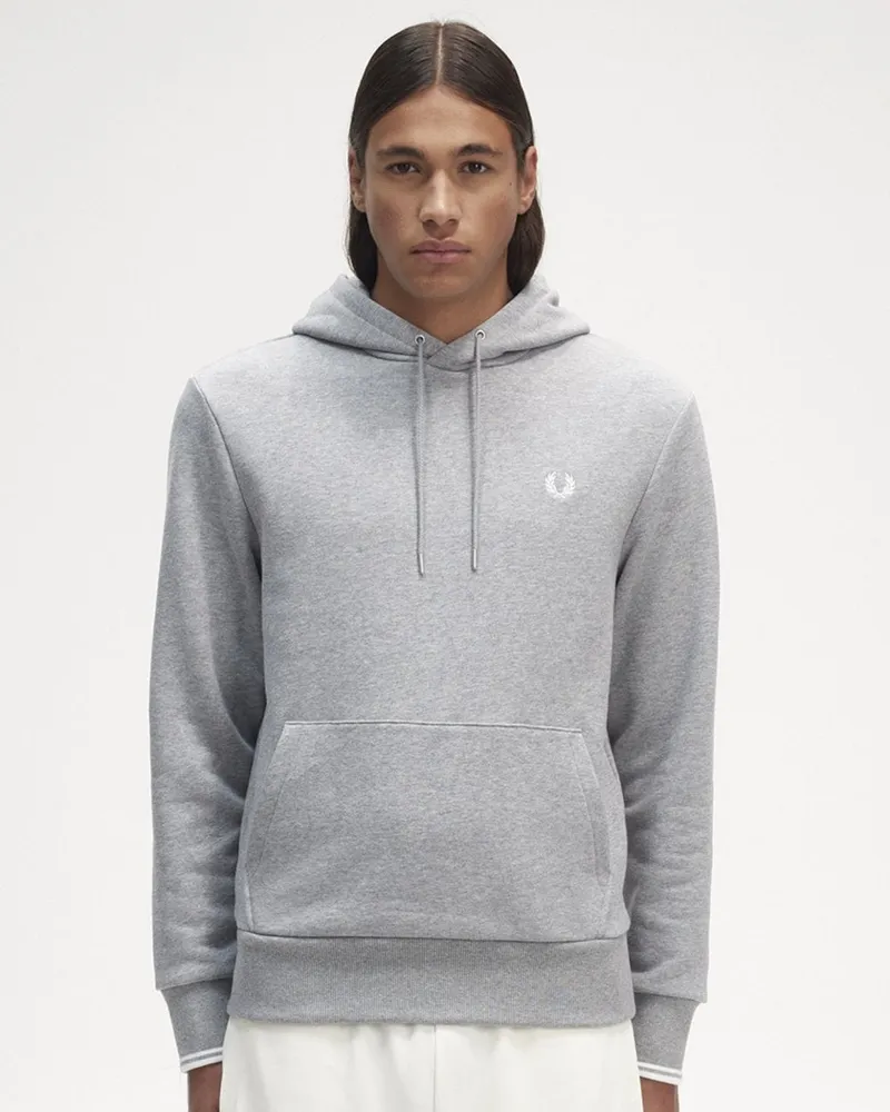 Fred Perry Herren Kapuzen-Sweatshirt mit Kontrastbesatz Grau