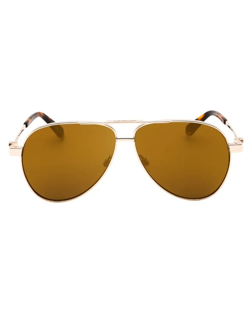 OFF-WHITE Ruston Gold Verspiegelte Sonnenbrille Camel