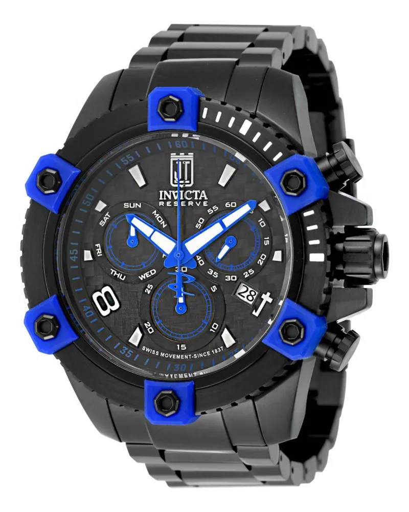 Invicta Jason Taylor 51292 Herrenuhr - Quarzwerk - Edelstahl mit schwarzem Zifferblatt - 50 mm Schwarz