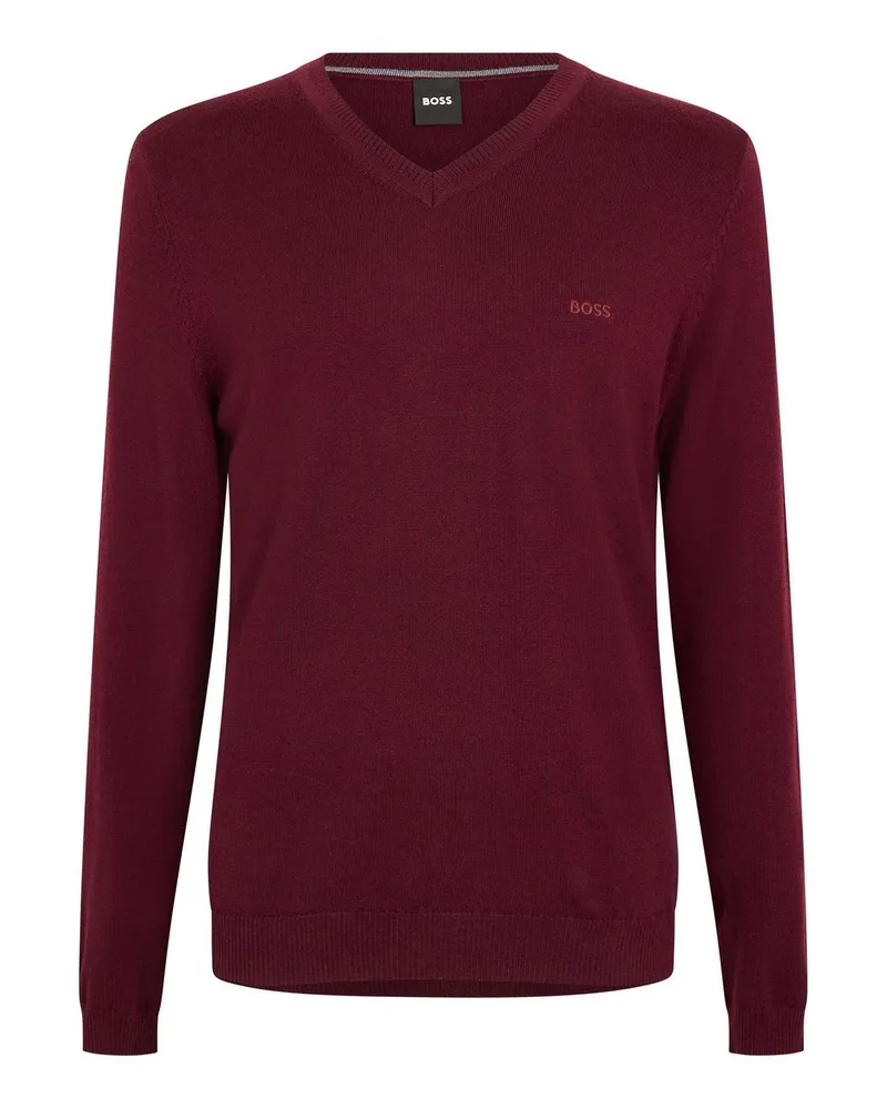 HUGO BOSS Batisse" Pullover Top V-Ausschnitt für Herren (Dunkelrot Rot