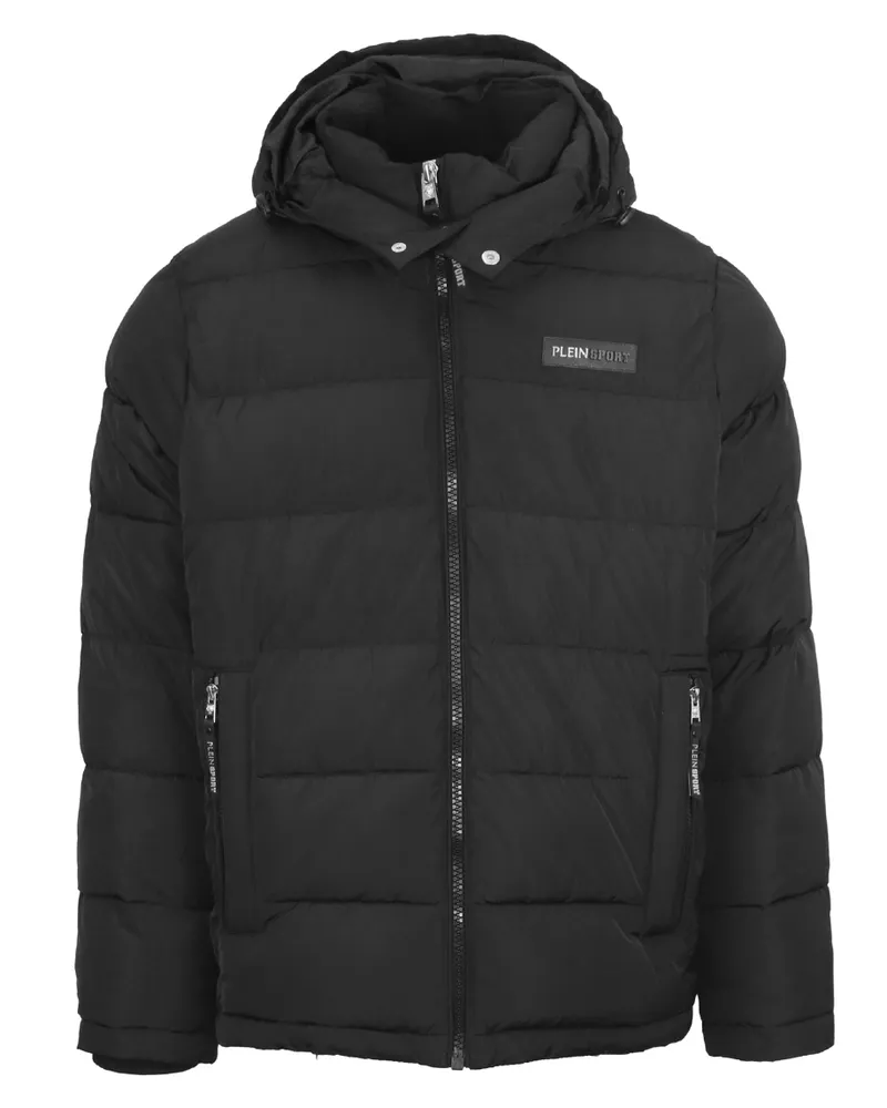 Philipp Plein Patches-Logo gepolsterte schwarze Jacke Schwarz