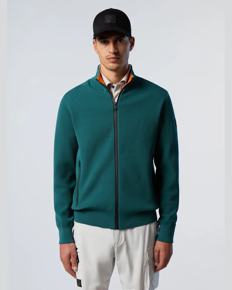 North Sails Pullover aus technischem Strick mit durchgehendem Reißverschluss - Dunkelblau Dunkelblau
