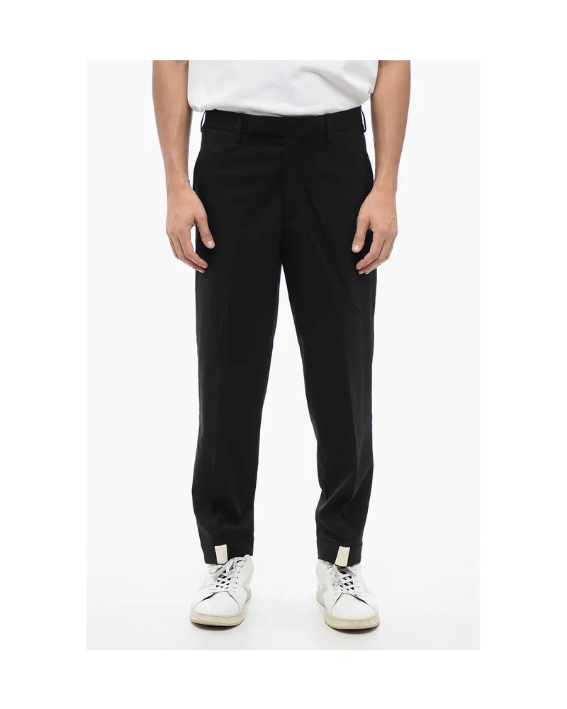 Neil Barrett Tief sitzende Hose aus Wollmischung mit PRIEST COLLAR in Schwarz Schwarz
