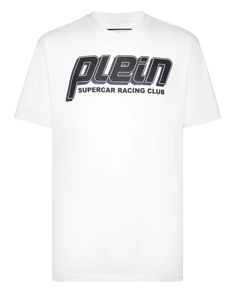 Philipp Plein Jersey T-Shirt Round Neck Ss Racing Club Weiß