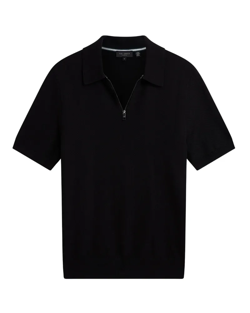 Ted Baker Fourd Polohemd Mit Fischgrätstich Und Reißverschluss, Schwarz Schwarz