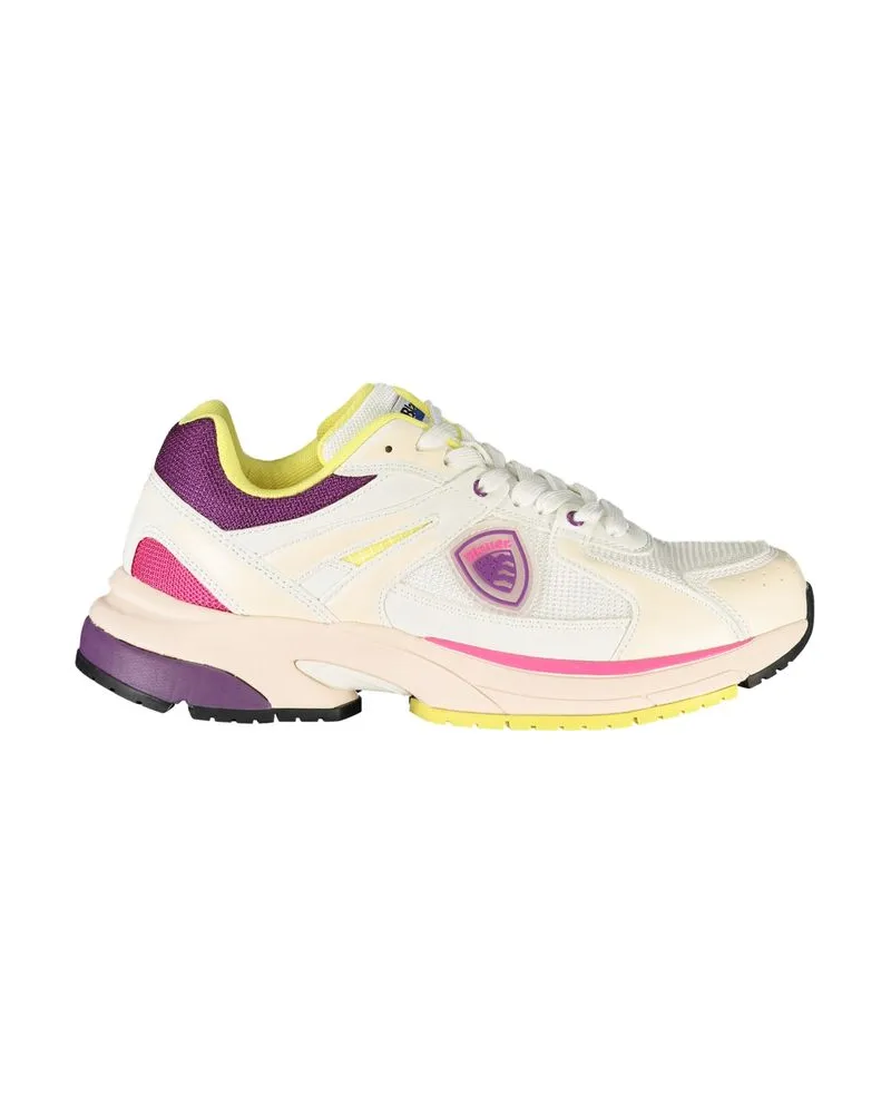 Blauer weiße Polyurethan Damensneaker Weiß