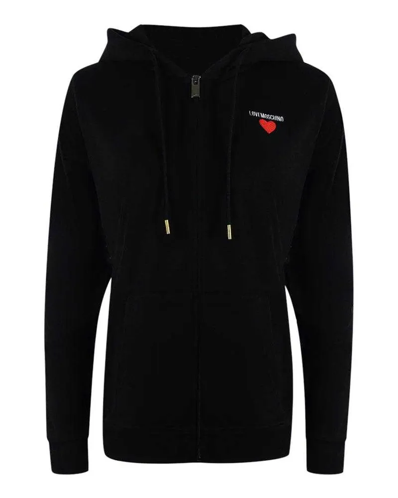 Moschino Hoodie mit durchgehendem Reißverschluss für Damen, Baumwolle, Leger (Schwarz Schwarz