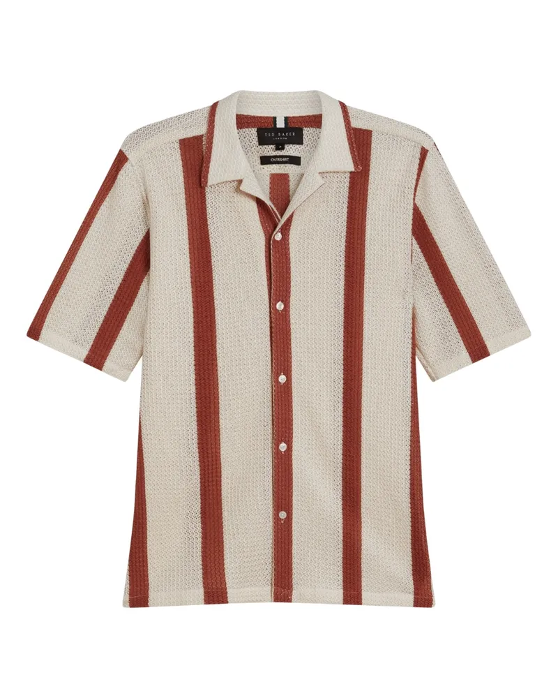 Ted Baker Niks Stripe Häkel-oversize-hemd In Taupe Creme