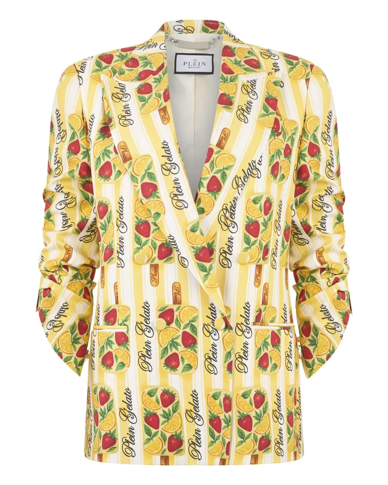Philipp Plein Double-Breasted Duke Blazer Plein Gelato Gelb