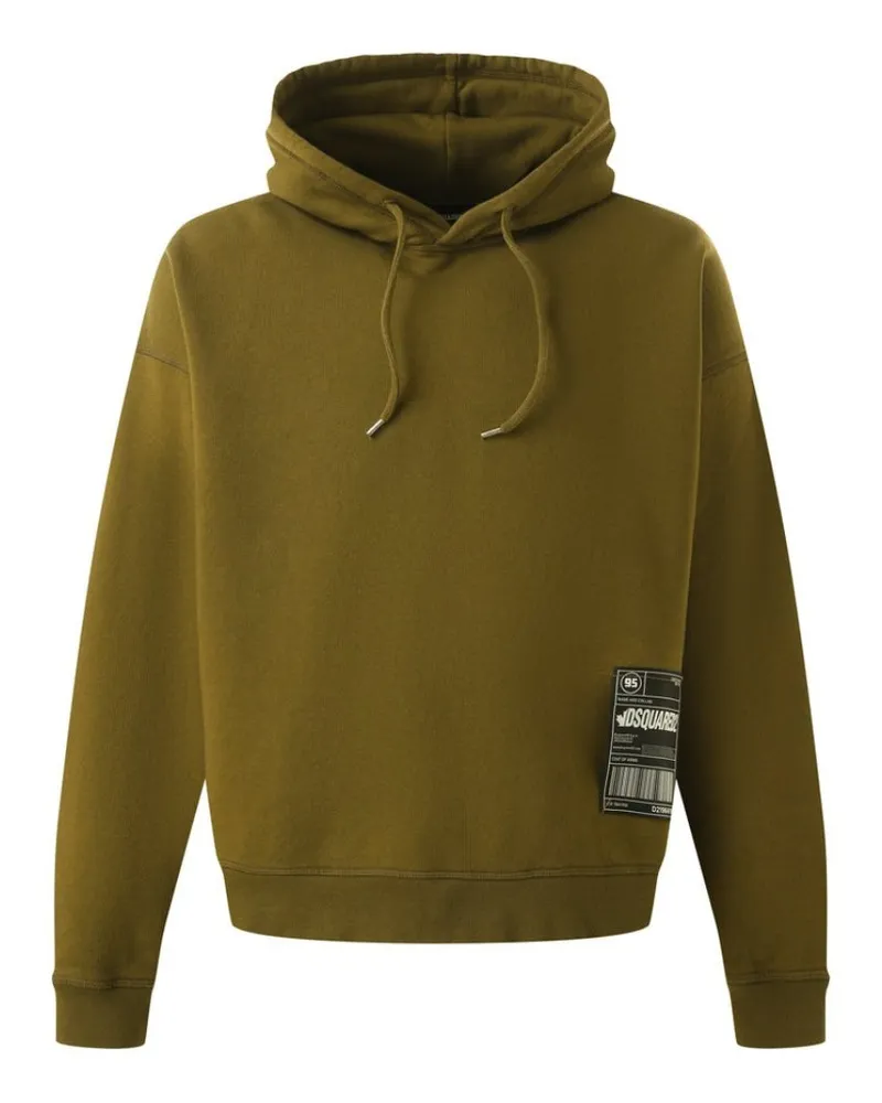 Dsquared2 Patch Design Relaxed Fit Military Green Hoodie Grün
