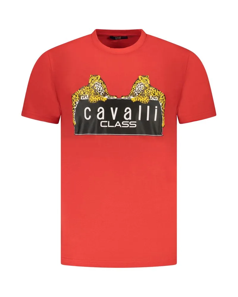 Roberto Cavalli Rosso Baumwoll Herren T-Shirt Rot