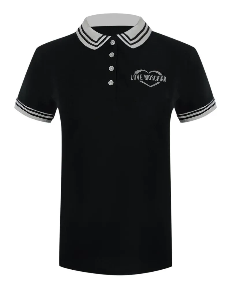 Moschino Poloshirt für Herren, Logo, Baumwolle (Schwarz Schwarz
