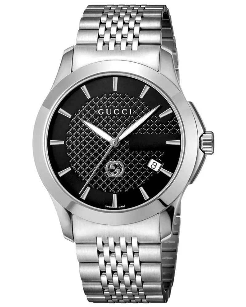 Gucci YA1264106 Dive schwarzes Zifferblatt Herrenuhr Silber