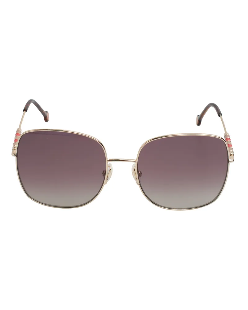 Carolina Herrera New York CH0035S Eckige Sonnenbrille aus Metall für Damen Braun