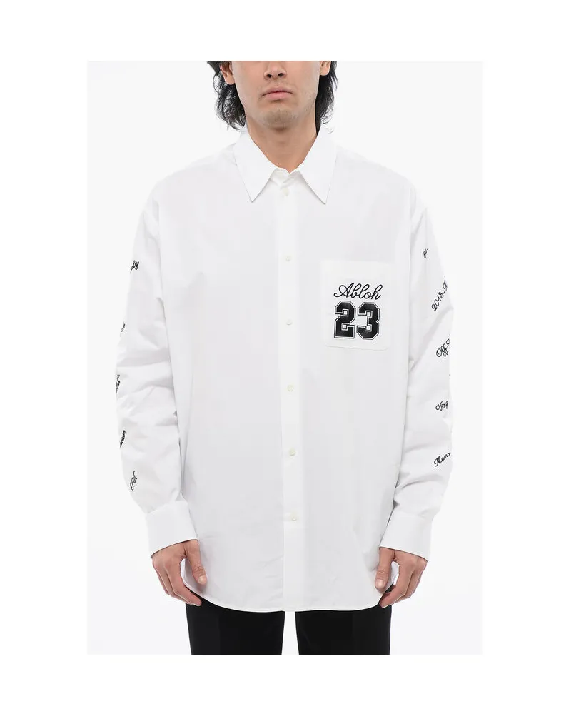 OFF-WHITE Oversize Fit 23 Besticktes Hemd in Weiß Weiß