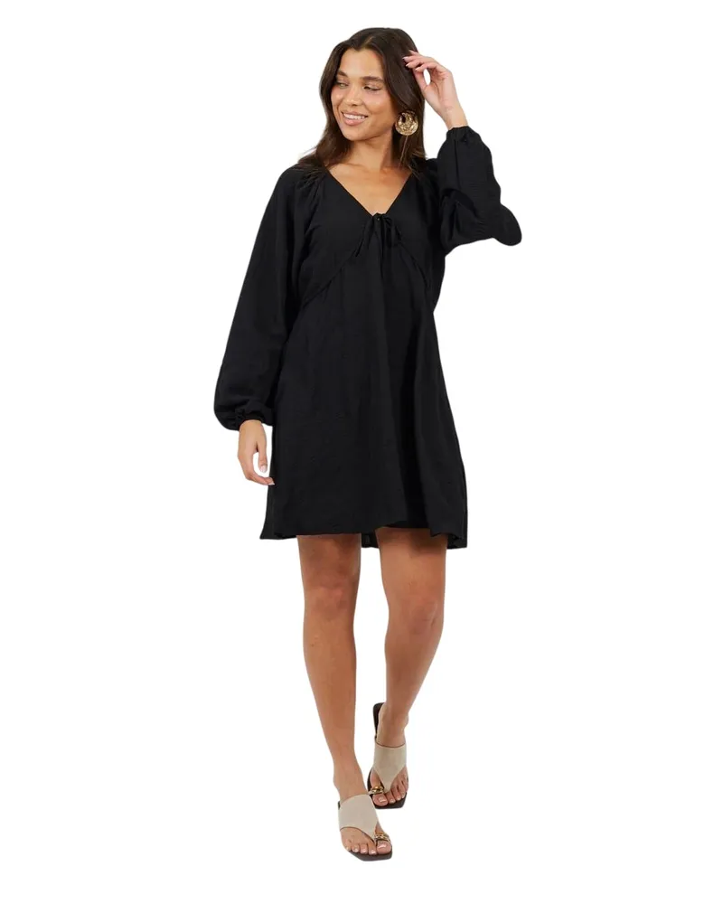 Brave Soul Minikleid für Damen, A-Linie (Schwarz Schwarz