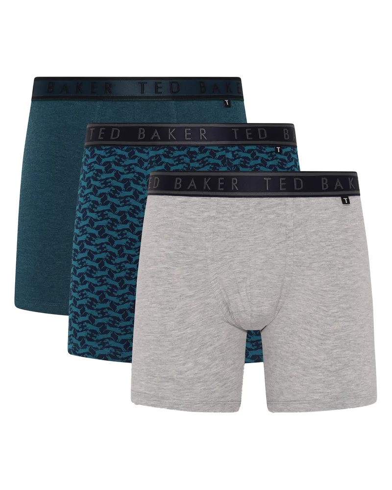 Ted Baker 3er-Pack Herren Boxershorts aus weicher, atmungsaktiver Baumwolle - Grün Grün
