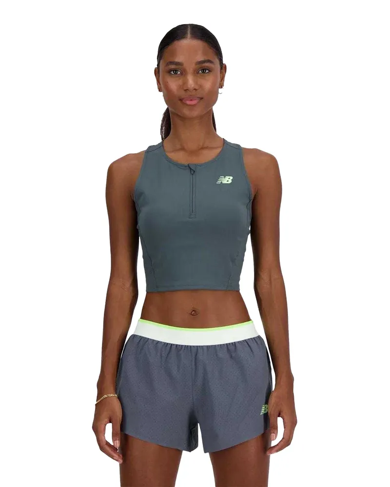 New Balance Ärmelloses Oberteil für Damen, Rennen, Anliegend (Grau Grau