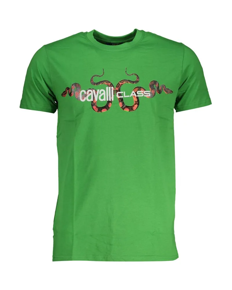 Roberto Cavalli Verde Baumwoll Herren T-Shirt Grün