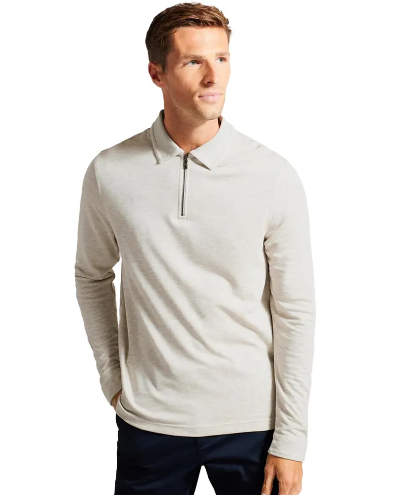 Ted Baker Herren Langarm-Poloshirt - Karpol Beige