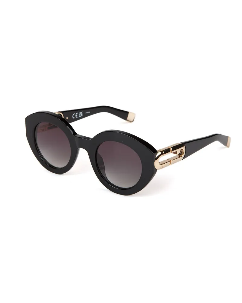 Furla Sonnenbrille Glänzend Schwarz Schwarz