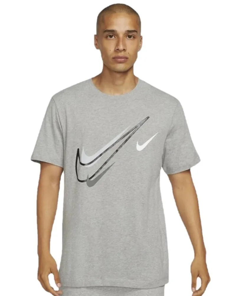 Nike Herren Court Swoosh Logo T-Shirt in Grau Grau