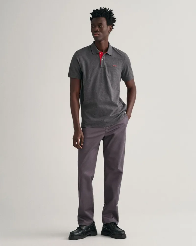 Gant Regular Fit Contrast Pique Rugger Polo  Grau Dunkelgrau