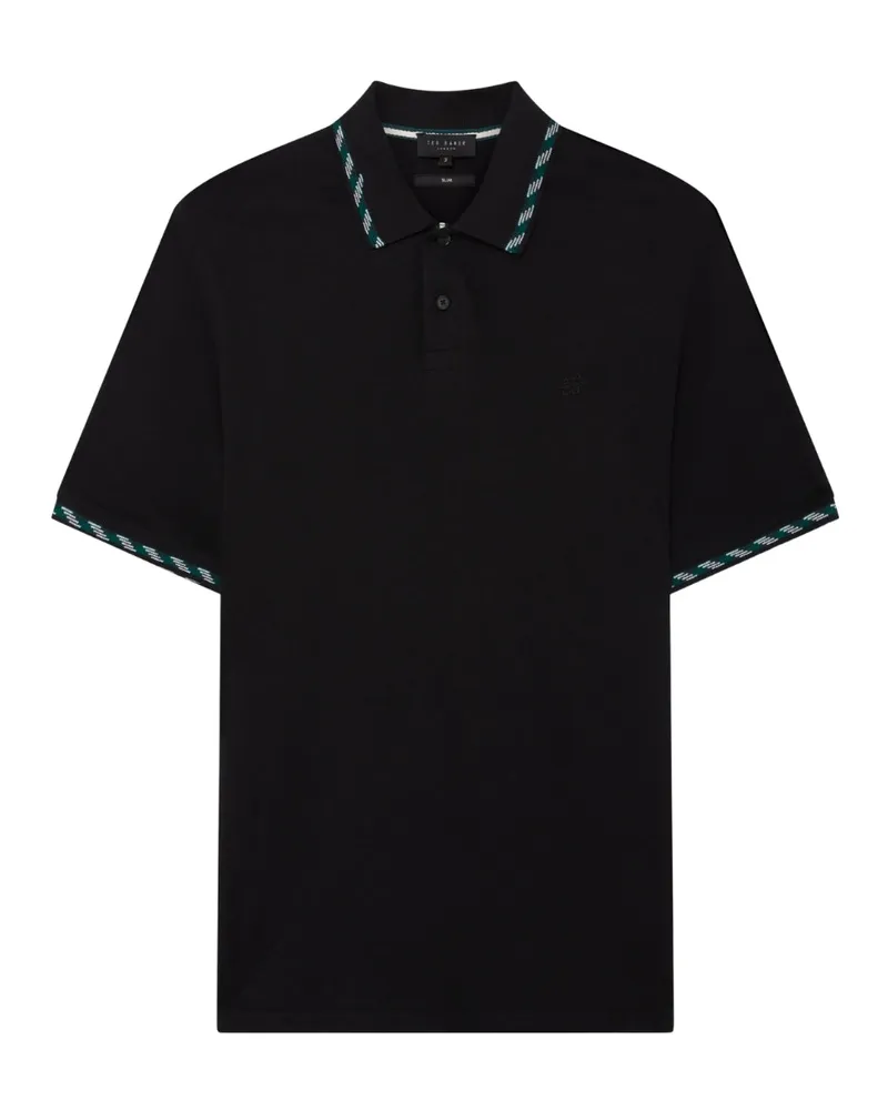 Ted Baker Ss Polohemd Mit Jacquard-jacquardmuster, Schwarz Schwarz
