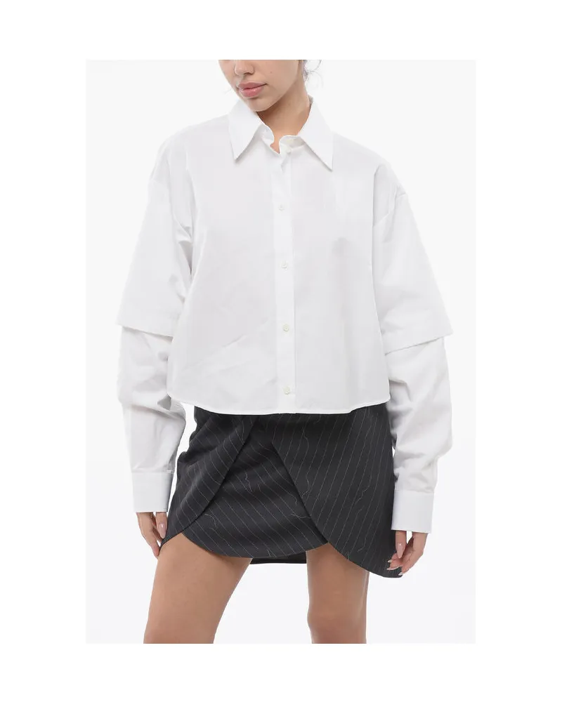 OFF-WHITE Doppellagiges BOOKISH Shirt mit gesticktem Logo in Weiß Weiß