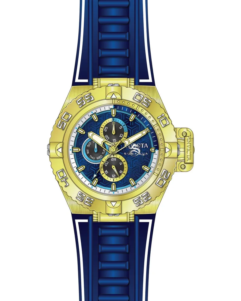 Invicta Subaqua 49880 Herrenuhr - Quarzwerk - Edelstahl mit blauem Zifferblatt - 50 mm Gold