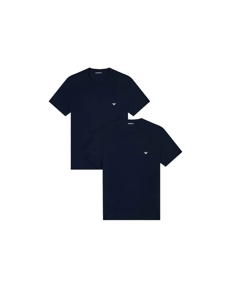 Emporio Armani 2Er-Pack Lounge-T-Shirts Mit Rundhalsausschnitt In Normaler Passform, Blau Blau