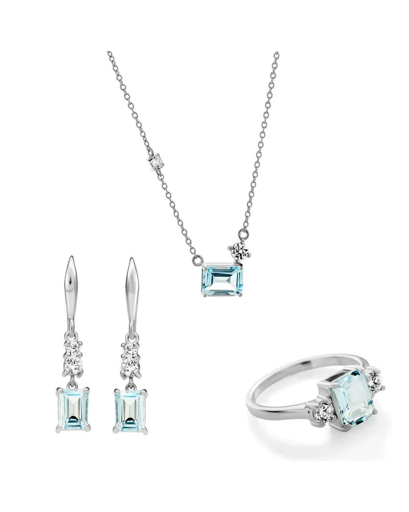 Orphelia Fira' Damen 925 Sterling Silber Set: Halskette + Ohrringe + Ring - Silber SET-7571 Silber
