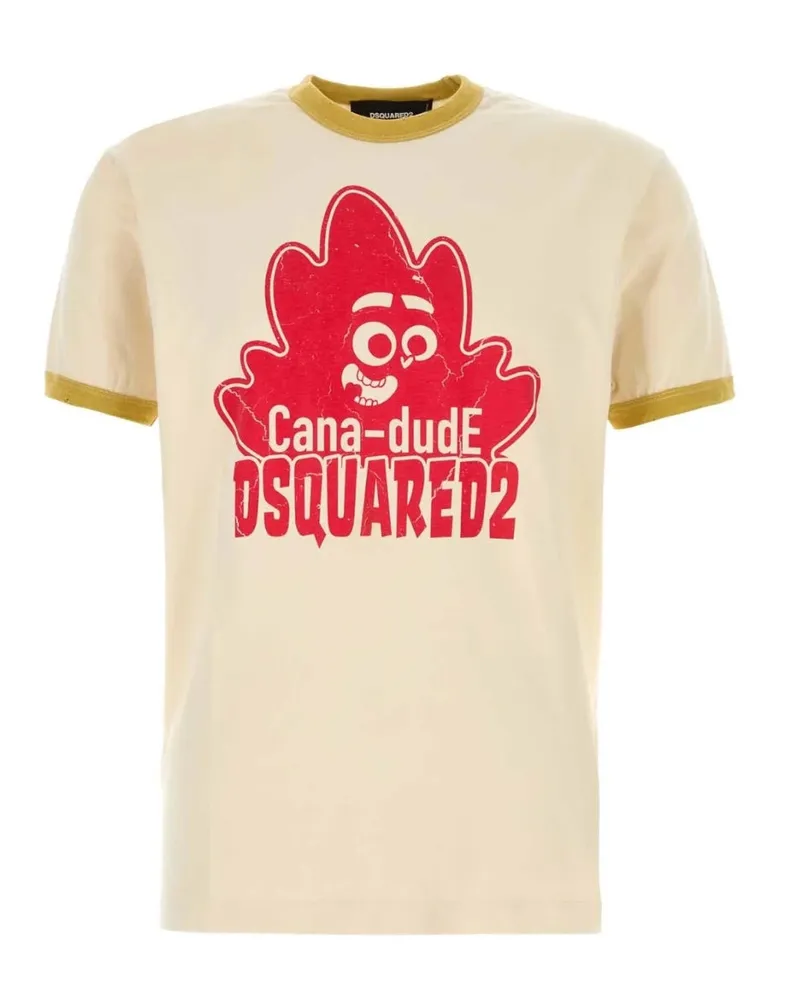 Dsquared2 Cana-dude Logo Milk T-shirt Braun