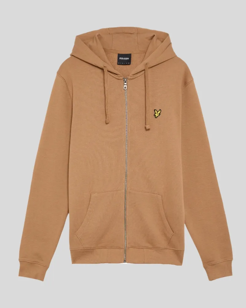 Lyle & Scott Loopback-Baumwoll-Hoodie mit durchgehendem Reißverschluss - Braun Braun