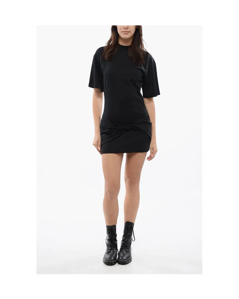 OFF-WHITE SMALL ARROW T-Shirt-Kleid mit Knoten vorne in Schwarz Schwarz