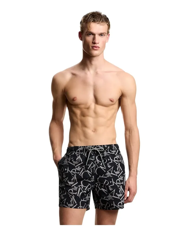 Emporio Armani Herren-Badeanzug Eagle GA Silber