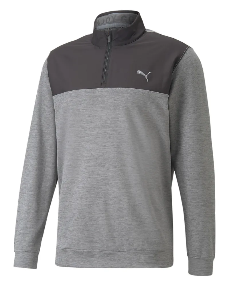 Puma Herren Cloudspun Colourblock Viertel-Zip Golf Sweatshirt Grau