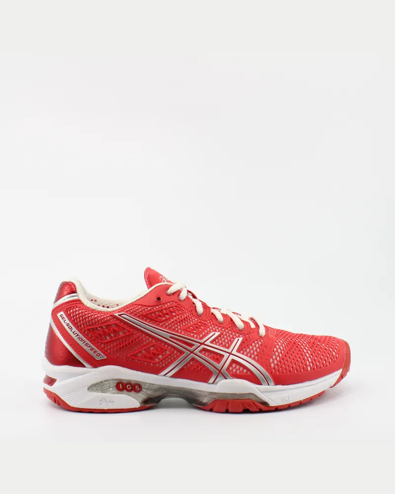 Asics Gel Lösung Geschwindigkeit 2 rot Synthetik Damen Lace Up Trainer E450Y 2393 Rot