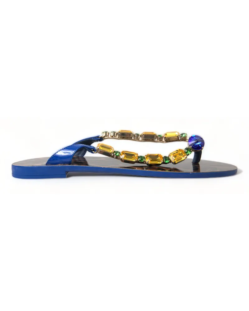 Dolce & Gabbana Schmuck-String-Sandalen mit Leopardenmuster Blau