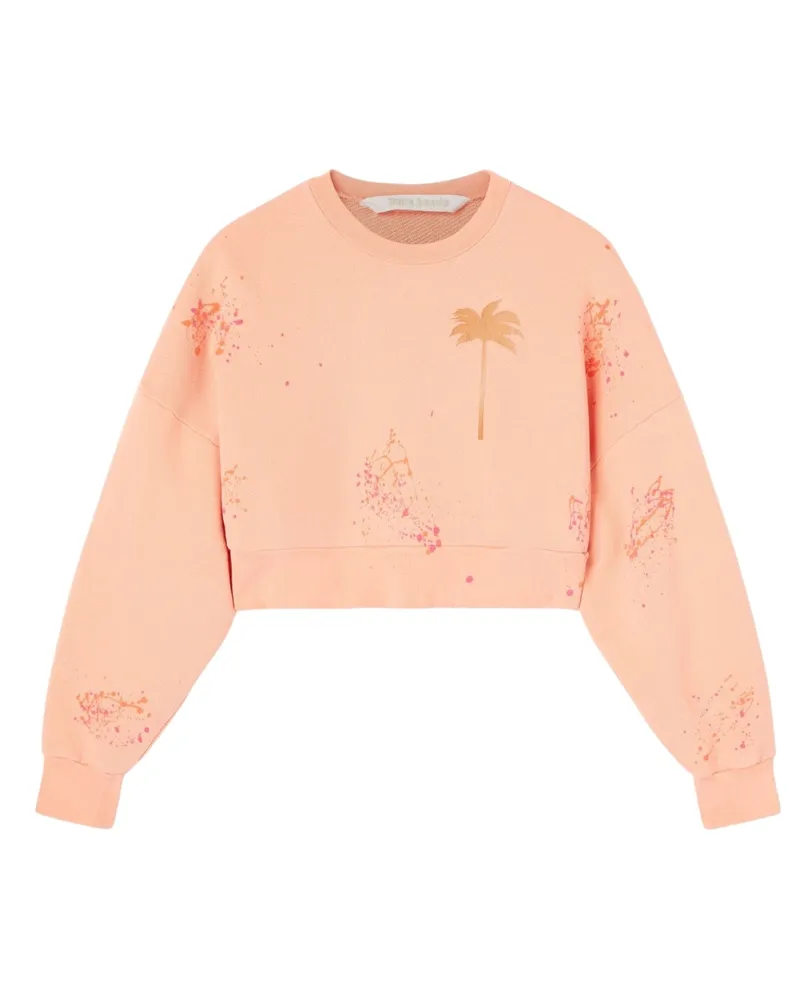 Palm Angels Pxp Painted Cropped Crew Coral Pfirsich