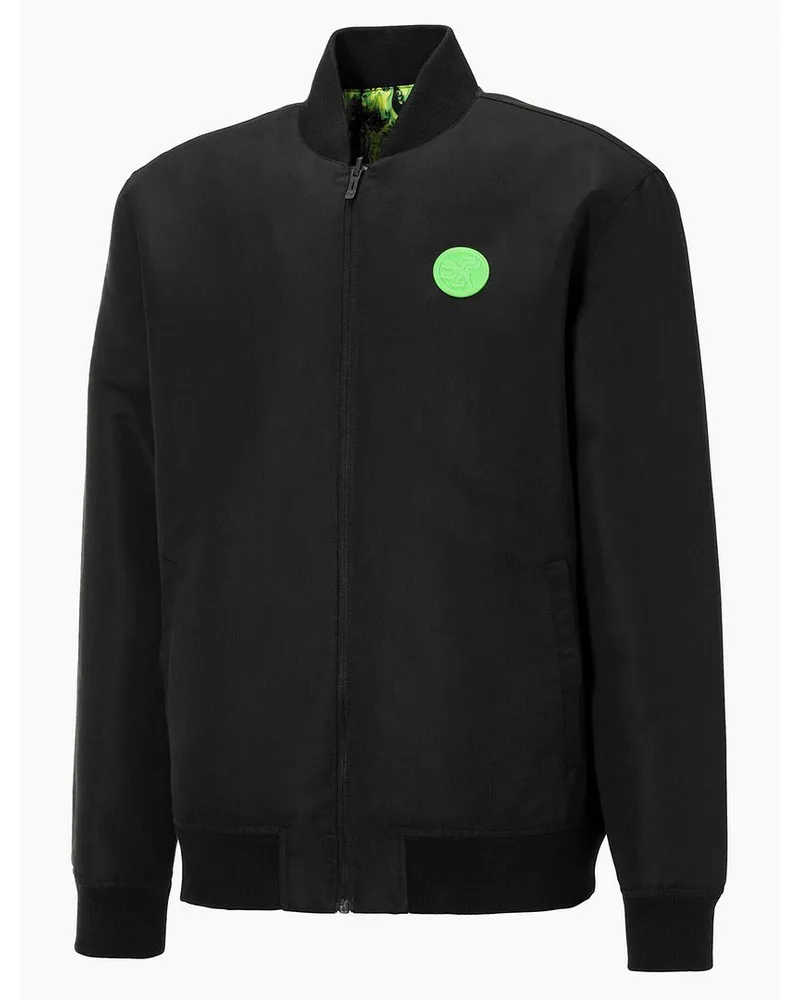 Puma x Santa Cruz Schwarzgrüne Herrenvarsity Reversible Bomber Jacket 532239 01 Schwarz