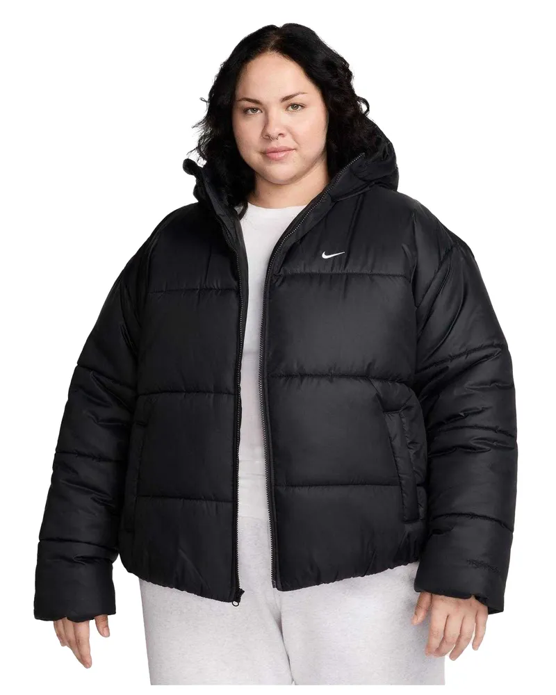 Nike Steppjacke für Damen, mit Kapuze (Schwarz/Weiß Schwarz
